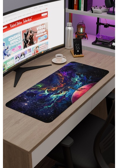 Dijital Evrende Köpek Ve Adam V4 70x30 Xl Gaming Kauçuk Kaymaz Taban Mouse Pad Fare Altlığı