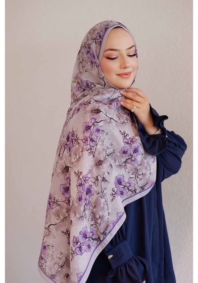 Mimiyum Sakura Desen-soft Şal Mor Çok Renkli