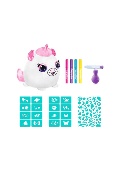 Canal Toys - Airbrush Plush Baril - Keçeli Kalemler Ve Şablonlar İle Yumuşak Sprey Sanat Pelüş Oyuncak - Çocuklar İçin Yaratıcı Boş Zaman - 6 Yaş - Ofg 266 124-Pembe