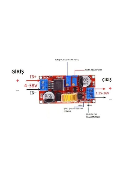 Rfkumanda-Xl4015 Dc-Dc Voltaj Düşürücü 5A Lion Lipo Pil Şarj Modülü