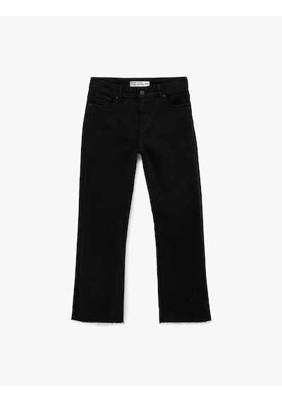 Koton Pamuklu Cepli Düğmeli İspanyol Paça Crop Jean Pantolon - Kick Flare Jeans Siyah 6sal40051mw Siyah Koton Pamuklu Cepli Düğmeli İspanyol Paça Crop Jean Pantolon - Kick Flare Jeans Siyah 6sal40051mw Siyah
