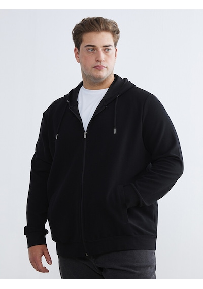 Lcwaıkıkı Classic Siyah Standart Kalıp Kapüşonlu Erkek Fermuarlı Sweatshirt
