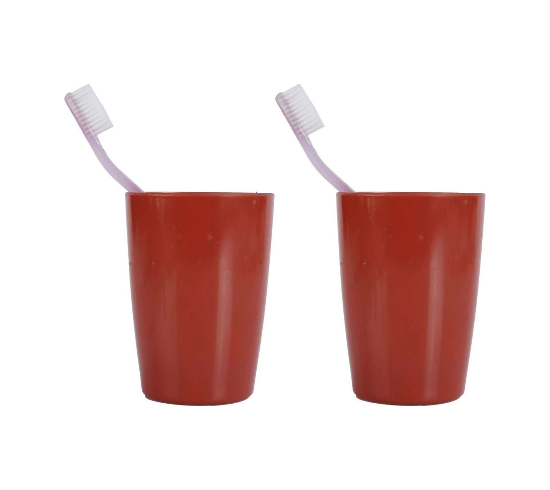 2 Adet Diş Fırçalık Ve Macun Kabi Kırmızı Melamin 8x8x11cm 400ml Banyo Seti Çok Renkli