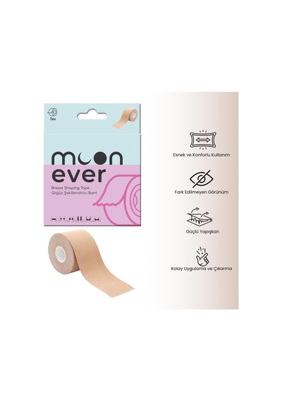 Moonever Göğüs Toparlayıcı Bant / Ultra İnce / Ten Renginde, Nefes Alabilir Ve Yapışkanlı Yapısıyla Her K