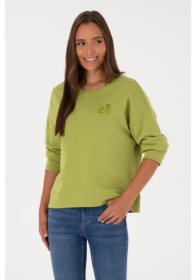 U.S. Polo Assn. Kadın Fıstık Yeşili Bisiklet Yaka Basic Sweatshırt 50313565-VR087