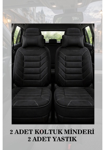 Citron Berlingo 2006 Uyumlu Siyah Renk Premium Lüks 2 Adet Minder Ve Yastık