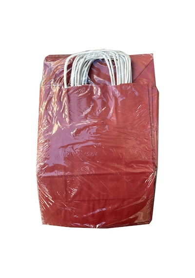 Büküm Saplı Kraft Kağıt Karton Hediyelik Çanta Poşet Torba Bordo 4 x 25'li 25 x 31 CM