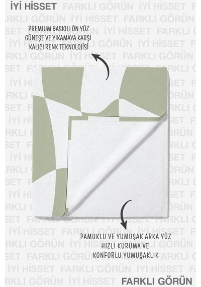 Modern Geometrik Ekose Plaj Havlusu - Soyut Adaçayı Yeşili Minimalist Hızlı Kuruyan Mikrofiber Havlu Çok Renkli