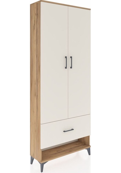 Arges Dolap 4 Raflı Tek Çekmeceli 2 Kapaklı 88x30x221 Çam-aytaşı Çam