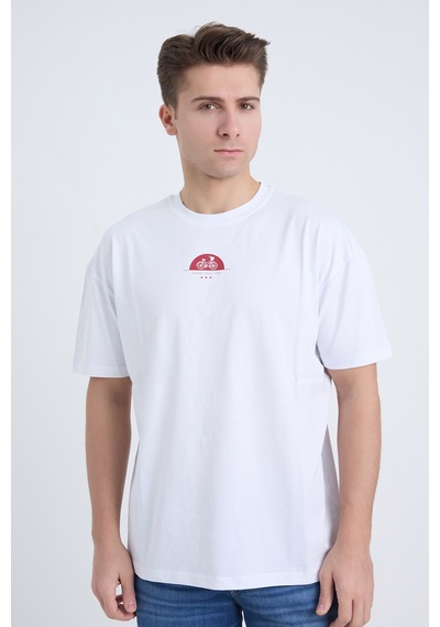 Velvoria Unisex Oversize Rıdıng Sınce Baskılı Beyaz Renk T-shirt