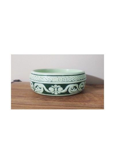 Beton Saksı Sukulent Bonzai Aranjman Teraryum Çiçek Saksısı 19x8cm Çiçekler Hariç Renk:yesil Turuncu