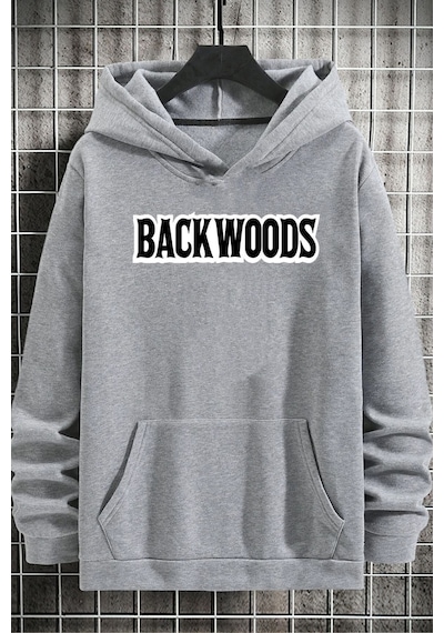 Uyguntarz Unisex Backwoods Baskılı Sweatshirt Gri