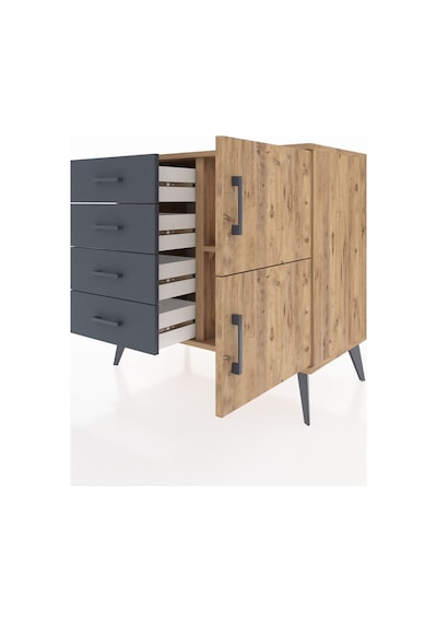 Hyperion Şifonyer Tek Raflı 4 Çekmeceli 2 Kapaklı 88x44x80 Çam-çam/antrasit Çam/antrasit Hyperion Şifonyer Tek Raflı 4 Çekmeceli 2 Kapaklı 88x44x80 Çam-çam/antrasit Çam/antrasit