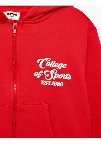 Koton Cepli Uzun Kollu Baskılı Oversize Kapşonlu Fermuarlı Sweatshirt Kırmızı 7wkg10018ak Koton Cepli Uzun Kollu Baskılı Oversize Kapşonlu Fermuarlı Sweatshirt Kırmızı 7wkg10018ak