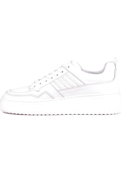 Shoetyle - Beyaz Hakiki Deri Bağcıklı Erkek Sneaker 115-k502-1331 Beyaz