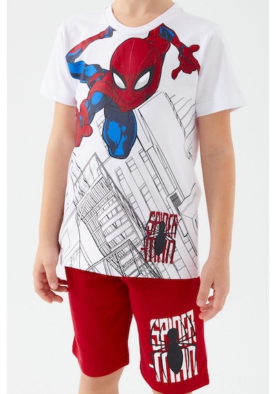 Spiderman Buildings Beyaz Erkek Çocuk Bermuda Takım Beyaz