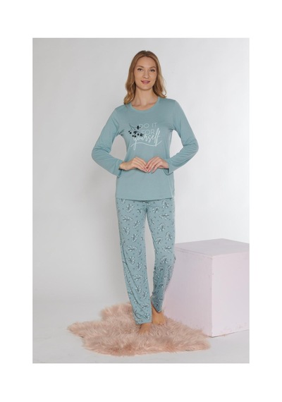 Alperi Uzun Kol Pijama Takımı Viskon 790-37 MİNT