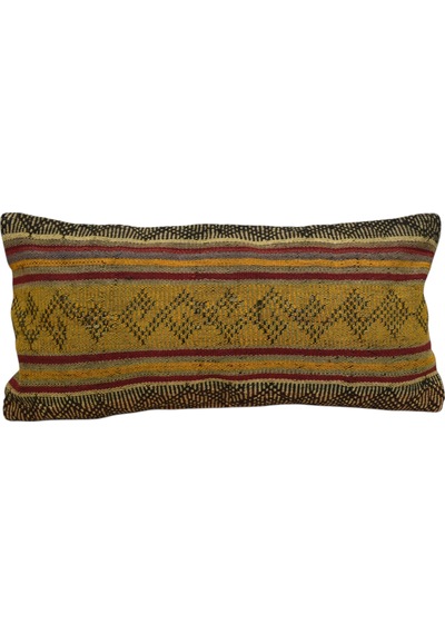 Zehra Abla Halı Yeni El Dokuma Dekoratif Lumbar Kilim Kırlent Yastık Kılıfı 6597 Çok Renkli