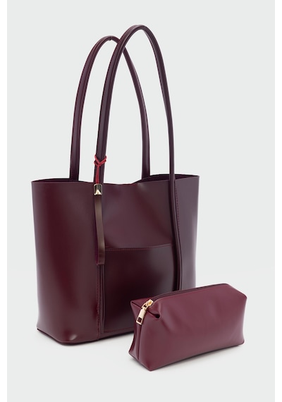 Shule Bags Pebbled Omuz Çantası Bordo Bordo