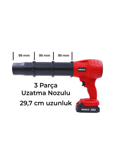 Rodex Rdx3016 Akülü Jet Fan 20v Çift Akülü 2x1.5 Ah Yaprak Ve Toz Üfleme Makinesi