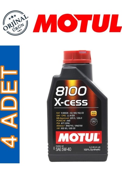 Motul 8100 X-Cess 5W-40 Motor Yağı 4 x 1 L