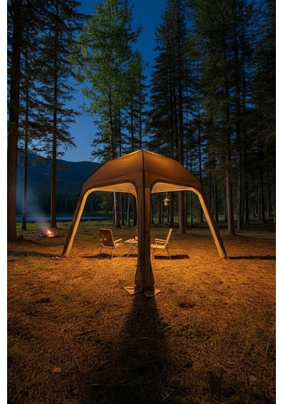 4 Mevsim Modüler Kamp Çadırı - Gölgelik Tente Su Geçirmez Büyük Aile Çadırı 290x290x220cm Brown