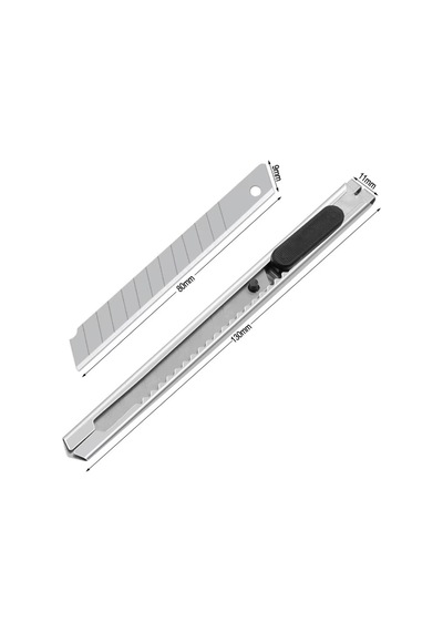3 Adet İnce Metal Gövdeli Cep Tipi Mini İnce Maket Bıçağı Falçata 9mm