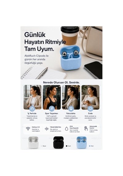 Açık Kulak Kablosuz Küpe Kulaklık - Charm Klips Tasarım Bluetooth Kulaklık