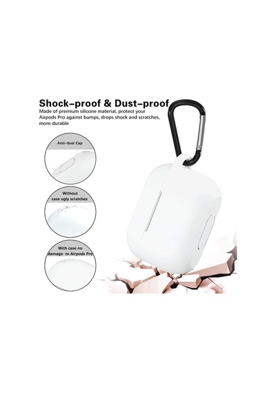 Airpods Pro 1. Nesil İle Uyumlu İnce Ve Hafif Silikon Kılıf, Yumuşak Esnek Tasarım, Anahtarlıklı, Kablolu Ve Kablosuz Şarj Uyumlu Beyaz A2084 A2083 A2190