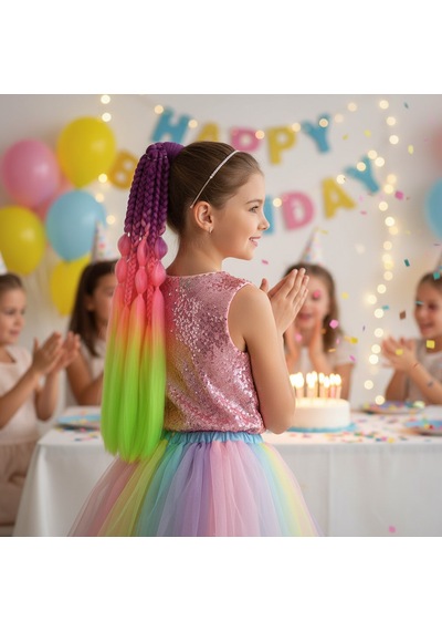 Balon Ve Düz Salaş Örgülü Lastikli At Kuyruğu - Acm21