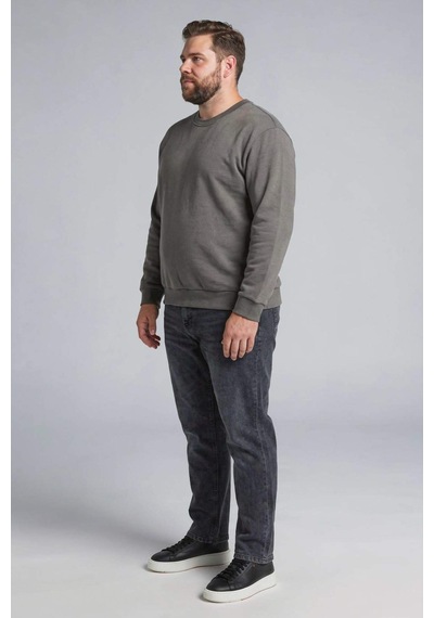 Defacto Boxy Fıt Bisiklet Yaka Pike Sweatshirt H1001ax26spgr206 Gri-gr206