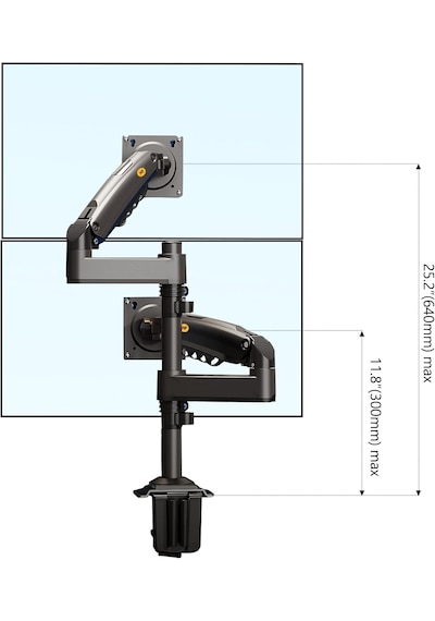 North Bayou Nb H180 Amortisörlü Profosyonel 17 "27" Monitör Stand Çift Monitör Desteği 2-12 Kg