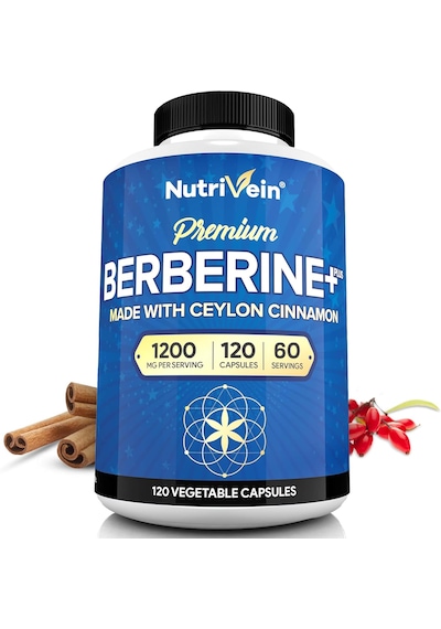 Nutrivein Premium Berberine Hcl 1200 Mg Ceylon Cinnamon 120 Caps