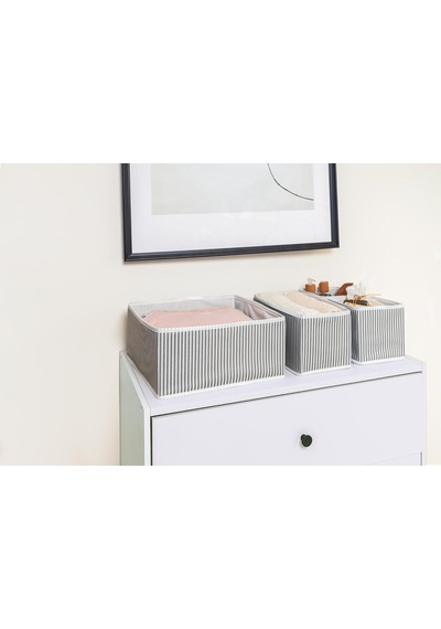 8 Li Çekmece Düzenleyici Organizer Dekoratif Sepet Hurç 8 Li Çekmece Çizgili Diğer