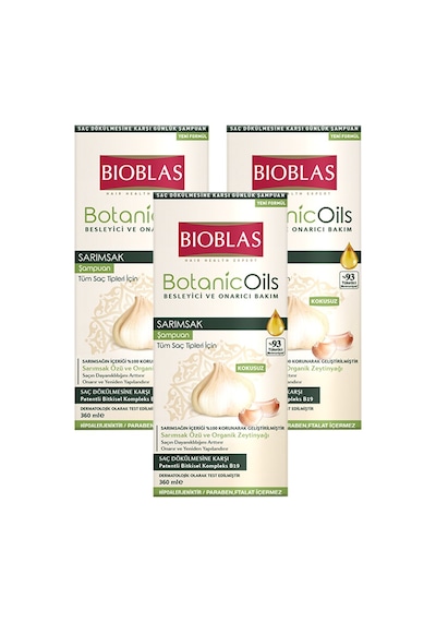 Bioblas Botanic Oils Sarımsak Özlü Tüm Saç Tipleri için Şampuan 3 x 360 ML
