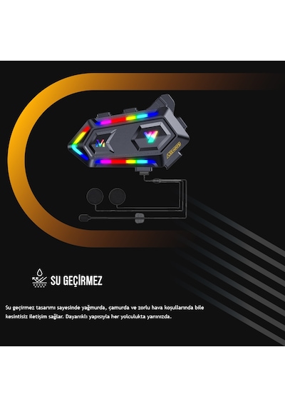 2 Adet V20 Max Telsiz Özellikli Bt 5.3 Motosiklet Kurye Kask Kulaklık Intercom Rgb