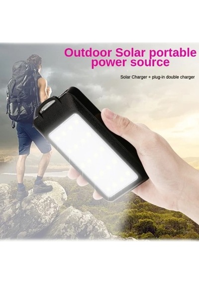 20.000 mAh Solar Güneş Enerjili Powerbank Led Lamba Özellikli