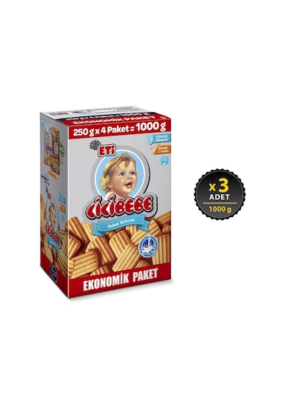 Eti Cicibebe Bebek Bisküvisi 1000 G x 3 Adet