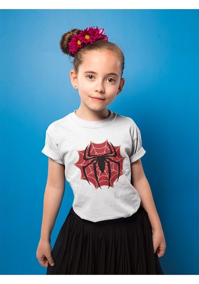 Sevbano Örümcek Adam Logo Baskılı Unisex Film Kahramanı Çocuk Tişört 1-1 Beyaz