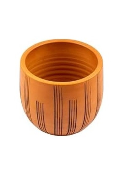 Bitki Tasarımı Ev Dekorasyon Aksesuar Dik Çizgi Desenli Toprak Saksı Saksılık Salon Çiçeklik - 19 Cm 50 x 22
