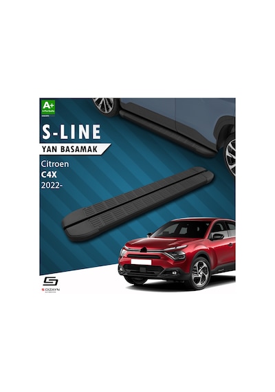 S-dizayn Citroen C4 X S-line Siyah Yan Basamak 183 Cm 2022 Üzeri A+ Kalite