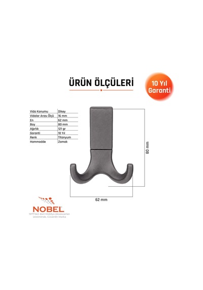 Best Lüks Askı, Metal, Vestiyer Askı, 121 Gr, Dolap Askılık, Duvar Askılığı, Titanyum Vidalı