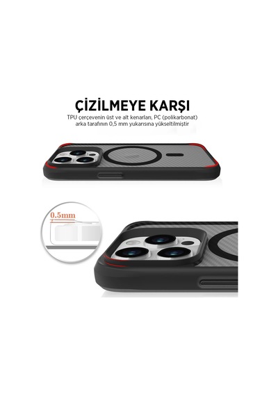Bix Apple Uyumlu iPhone 13 Pro Carbon Fiber Force Magsafe Kılıf Anti-şok Teknolojili Kamera Ve Ekran Korumalı Bix Apple Uyumlu iPhone 13 Pro Carbon Fiber Force Magsafe Kılıf Anti-şok Teknolojili Kamera Ve Ekran Korumalı