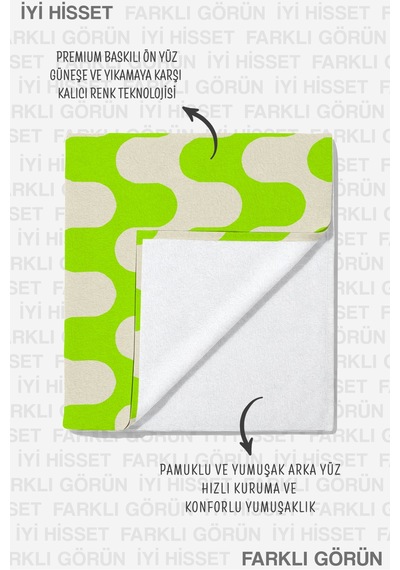 Soyut Geometrik Desenli Plaj Havlusu - Neon Yeşil Ekru Minimalist Hızlı Kuruyan Mikrofiber Havlu Dumanlı Şakayık Soyut Geometrik Desenli Plaj Havlusu - Neon Yeşil Ekru Minimalist Hızlı Kuruyan Mikrofiber Havlu Dumanlı Şakayık