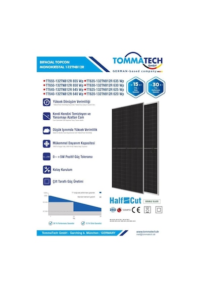 Tommatech 635wp 132tnbr M12 G2g Topcon Güneş Paneli