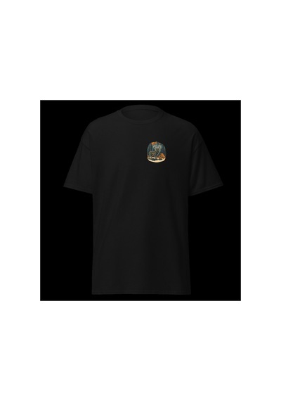 Wildstyle Geyik Renkli Vintage Yaban Hayat Doğa Orman Dağ Baskılı Unisex Bisiklet Yaka Pamuklu Tişört Siyah