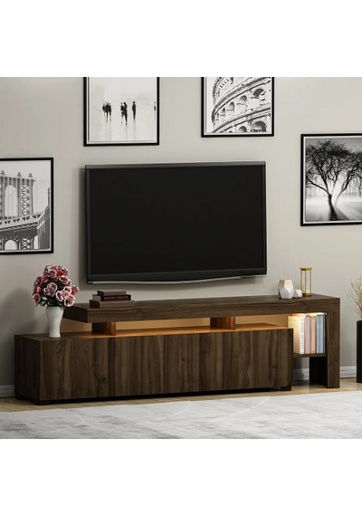 Tv Sehpası Buğra Ceviz Led Işıklı 192 Cm
