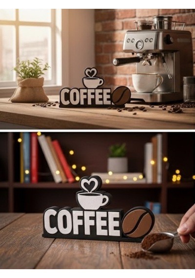 3dprototürk Kahve Köşesi Coffee Yazılı Dekoratif Masaüstü Biblo