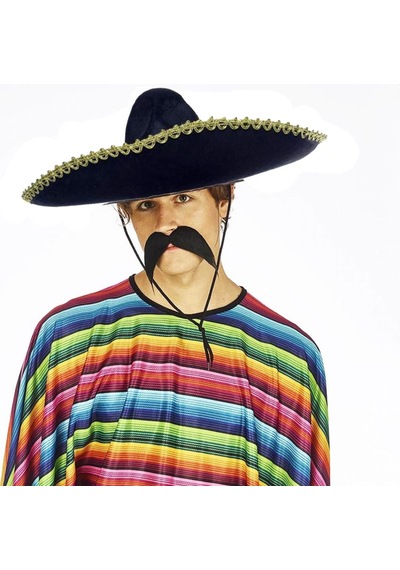 Sombrero Meksika Şapkası Mariachi Altın Şeritli Yetişkin Boy 2 Yaş Mavi