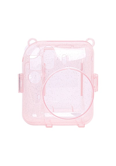 Instax Mini 12 Simli Şeffaf Pembe Kılıf Pvc 64'lü Albüm Ve Fotoğraf Çerçeveleri Aksesuar Seti